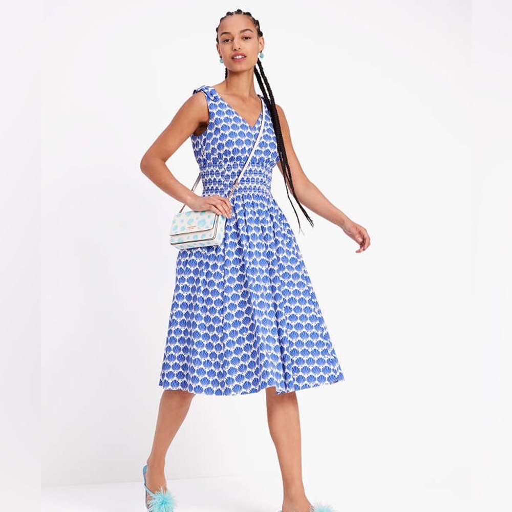 Kate Spade Shell Smocked MIDI dress size Small